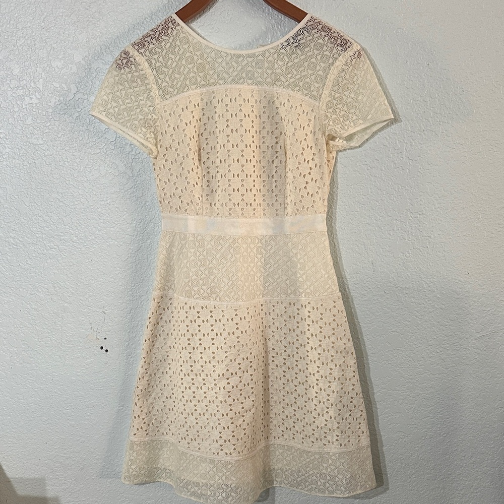 Banana Republic Cream Lace Mini 100% Cotton Dress Size 00‎ Petite